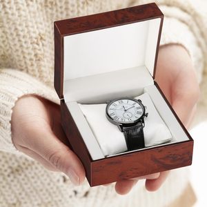 Wooden Single <b>Watch</b> Gift Box Wood Wristwatch Wrist <b>Watch</b> <b>Case</b> Storage Box for Christmas Birthdays Anniversary - Product Image 4