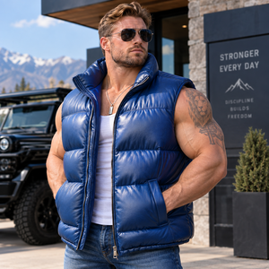 Gilet matelassé en cuir pour homme |   Veste de motard authentique Western, chaleco en cuir de crocodile pour homme, Pufferweste herren - Product Image 1