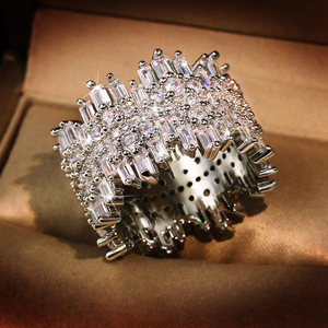 Iced Out Moissanite Diamond <b>Ring</b> 925 Silver Wide Band Baguette Cluster Luxury <b>Statement</b> <b>Ring</b> - Product Image 6