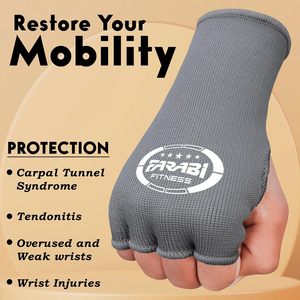 Farabi Sports - Vendas de Boxeo para Manos, Medios Dedos, Nailon y Algodón, Ligeras, Elásticas, Guantes Interiores con Acolchado de Gel, para Boxeo, MMA, Muay Thai - Product Image 4