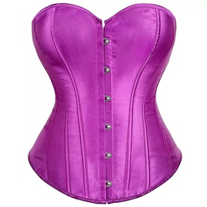 Corsé Moldeador de Satén Negro para Mujer, Control Firme, Diseño con Cierre de Gancho y Ojo, Transpirable, Uso Diario, Decorado con Volantes - Product Image 3