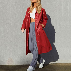 Winter Women's <b>Long</b> 2026 Latest Design Fashionable High Street Style Coats Real <b>Leather</b> <b>Jackets</b> Coats With-Belt OEM Service - Product Image 5