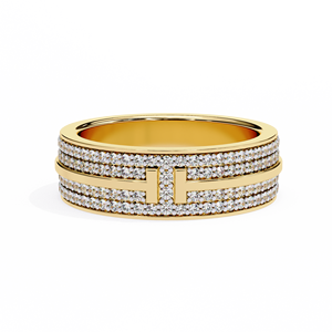IGI Certified CVD HPHT Lab Grown Diamond Eternity Wedding Band 14k 18k Solid Yellow Gold Classic Round Cut <b>Ring</b> <b>for</b> <b>Men</b> - Product Image 4