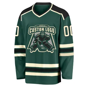 Conjuntos de Camisetas de Hockey sobre Hielo Blancas para Hombre, Adultos, Manga Larga, Logotipo Bordado en 3D, Impresión por Sublimación, Algodón/Bambú que Absorbe la Humedad - Product Image 4