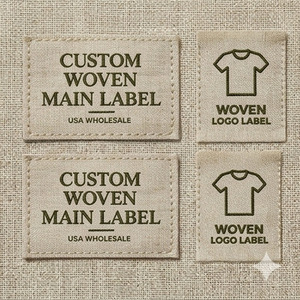 Étiquettes tissées personnalisées à bords doux ultrasoniques, écologiques, lavables, à coudre sur les vêtements, étiquettes de col personnalisées avec logo - Product Image 4