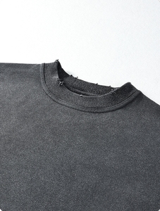 Sudadera con Capucha Negra Vintage de Algodón de 480 g/m², Corte Regular, Venta al por Mayor, Logotipo Personalizado Bordado, Antiarrugas, Lavado Ácido con Efecto Desgastado - Product Image 5