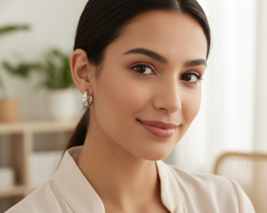 Pendientes de Aro de Plata 925 con Baño de Oro de 18K, Diseño Minimalista con Patrón de Estrella y Moissanita Corte Princesa, Unisex, para Uso Diario, Regalo para Fiestas - Product Image 4
