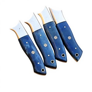 Ensemble de couteaux de chef pour steak, 4 pièces, lames en acier Damas de 4 mm d'épaisseur, orientation réglable de la main, renforts en acier, manches en os de chameau - Product Image 6