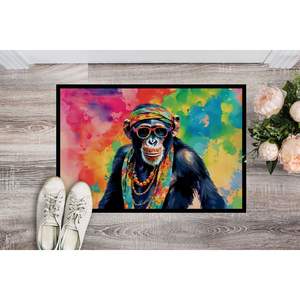 Nouveau Hippie Animal Chimpanzé Paillasson Antidérapant Lavable Low Pile 18H X 27W Intérieur Extérieur Tapis D'entrée pour Porte D'entrée - Product Image 2