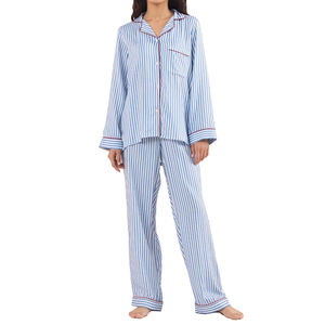 Nuevo Conjunto de Pijamas de Manga Larga con Estampado para Mujer, Ropa de Dormir con Estampado Lindo para Otoño y Primavera, de Secado Rápido con Cierre de Cordón - Product Image 1