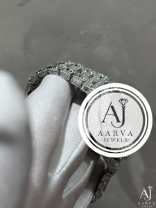 AARVA JEWELS นาฬิกาเพชรหรูหราสง่างามสำหรับผู้ชาย 42 มม. สแตนเลสสตีลทรงกลม กลไกควอตซ์แบบอะนาล็อก สายขนาด 16 มม. ตัวล็อคแบบพับได้ - Product Image 4