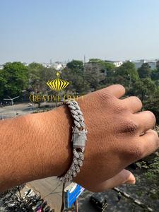 Bracelet chaîne à maillons créatif en moissanite VVS sertie de diamants pour homme, bijoux hip-hop, 10 mm, or, argent 925, bijoux de fête - Product Image 4