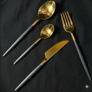 Juego de Cubiertos con Recubrimiento PVD Dorado, con Mangos Forjados, Diseño Moderno, Apto para Lavavajillas, Cuchara, Tenedor, Cuchillo, Juego de Cubiertos de 4 Piezas - Product Image 5