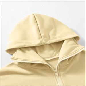 Sweat à capuche zippé en coton épais de qualité supérieure pour homme, coupe ample et oversize, broderie de strass, personnalisation de marque - Product Image 3