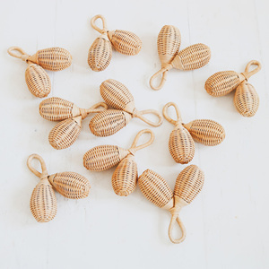 Cadeaux jouet rotin cloche secouant hochets pour nouveau-né double osier hochet en bois jouets de dentition personnalisation accepter - Product Image 5