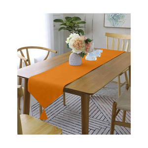 Turn <b>Tables</b> Into Art With 100% Cotton Embroidered Solid Orange Rustic <b>Table</b> <b>Runner</b> 120 GSM 72 Inch India GOTS Certified OEM DHL - Product Image 1