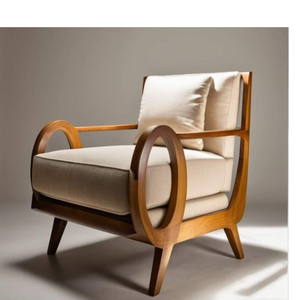 เก้าอี้ไม้สักพร้อมพนักพิงบุหนานุ่ม - Product Image 1