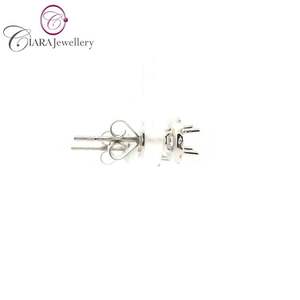 Boucles d'oreilles clous halo en or blanc rose 18 carats AU750 avec diamant naturel 0,18 carat, finition polie, cadeau pour femme pour mariage, fiançailles ou soirée - Product Image 5