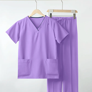 Tenues d'infirmières en coton et polyester tissé à col en V/O, personnalisables avec logo OEM, vente chaude - Product Image 2