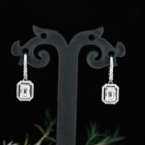 Cubic Dangle Screw <b>Back</b> <b>Earring</b> Jewelry 925 Solid Sterling <b>Silver</b> with Claw Setting Freshwater Pearl Moissanite for Wholesale - Product Image 2