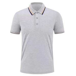 Chemise de golf tendance pour homme, élégante, à motif uni, formelle, à manches courtes, séchage rapide, 100 % coton jersey - Product Image 1