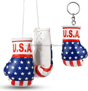 Mini Boxing Gloves Set Includes Matching Keychain | PU | Lightweight Waterproof | <b>Car</b> Rearview Mirror Gym Mini Boxing Gloves - Product Image 1
