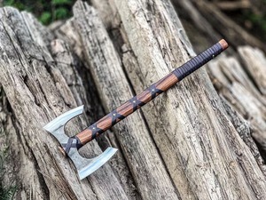 Premium Outdoor Handcrafted Double Head Outdoor <b>Axe</b> with Wooden Handle for Camping and Bushcraft Industrial & DIY Grade <b>Axe</b> - Product Image 6