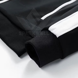 <b>Men</b> Tracksuit Black <b>White</b> Stripe Full Zip Sporty <b>Jacket</b> Pants Set Breathable Regular Fit Autumn Wear Solid Design - Product Image 6