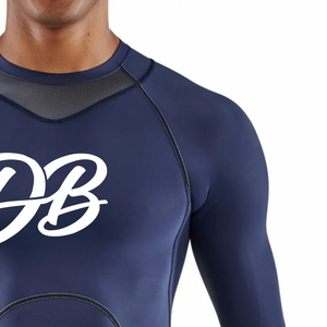 Custom Men's <b>White</b> <b>Long</b> <b>Sleeve</b> Compression Shirt Crew Neck Plain Gym Training <b>Tops</b> Fitted Sportswear Athletic Workout Base Layer - Product Image 5