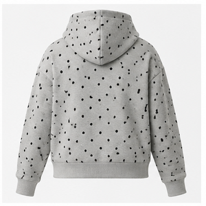 Sweat à capuche personnalisé gris argenté pour femme, coupe moderne et carrée, à pois décalés, en molleton doux coton-henné WPHOOD-0016 - Product Image 2