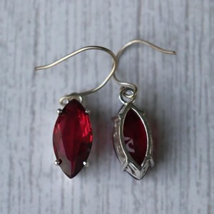 Boucles d'oreilles pendantes en grenat rouge, coupe marquise, argent sterling 925, bijoux en pierres précieuses naturelles, cadeau élégant pour femme - Product Image 3