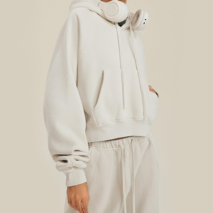 Sudadera con Capucha Corta de Manga Raglán para Mujer, Mezcla de Algodón Premium, Sudadera de Felpa, Logotipo Personalizado, Ropa Urbana, Ropa Deportiva, Proveedor de Fábrica - Product Image 1