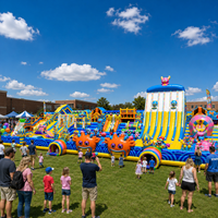 Parc d'attractions gonflable commercial personnalisé, parc de jeux géant en plein air, parcours d'obstacles, location pour événements, divertissement familial, matériau PVC