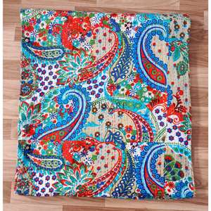 ผ้าห่มคันธาเย็บมือ ลายดอกไม้สวยงาม ดีไซน์วินเทจ เป็นมิตรกับสิ่งแวดล้อม ผลิตจากผ้าฝ้าย 100% นุ่มสบาย หลายสี ขนาดเตียงคู่ - Product Image 5