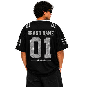 Camiseta Deportiva Personalizada Premium Unisex, Estilo Crop Top, con Número de Diamantes de Imitación, Jersey de Fútbol Americano, OEM, al por Mayor, Ligera, de Malla - Product Image 2