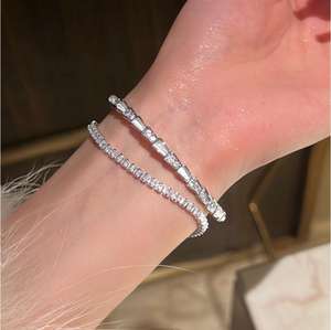 Bracelet tennis en argent 925 de 3 mm pour femme, inspiré des créateurs, entièrement serti de diamants, simple, de haute qualité, bijoux en gros - Product Image 4