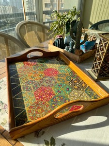 <b>Rectangle</b> Eco-Friendly Disposable Decorative Wood Serving Tray Plate Dish Japandi Style for Tea Fruit Vegetables Home Bread - Product Image 1