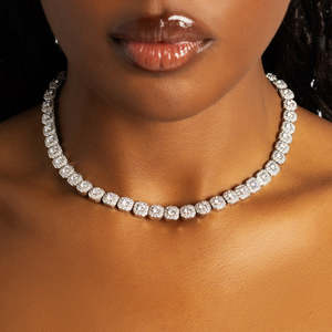 925 Sterling Silver VVS Moissanite Tennis <b>Chain</b> Necklace <b>Iced</b> <b>Out</b> Hip Hop Diamond Necklace for Men Women - Product Image 1