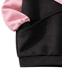 Sweat-shirt pour femme personnalisé par le fabricant, rose et noir, en polaire douce, col rond, décontracté, pull d'hiver, chaud, tendance - Product Image 6