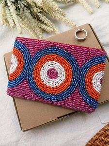TIMELESS CRAFT Monedero con Cremallera Hecho a Mano con Cuentas de Ojo Turco, Amuleto Protector, Mini Cartera de Diseño, Accesorio Boho Elegante - Product Image 3
