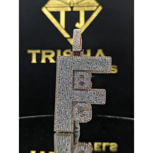 Colgante de Alfabeto FBG Totalmente Cubierto con Diamantes de Imitación VVS, Joyería Hip Hop de Plata 925 de Lujo para Hombre por Trisha Jewels - Product Image 1
