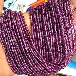 Cuentas de Granate Púrpura al por Mayor, 3-4 mm, Calidad AAA, Naturales, Lisas, en Forma de Rondelle, para Joyería, Certificadas por CMA, JAIPUR GEMS - Product Image 1