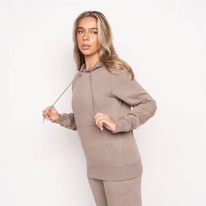 Hoodie court personnalisé pour femme, coupe oversize, épaules tombantes, style décontracté, anti-plis, dernière collection hiver, style urbain, couleur pierre - Product Image 4