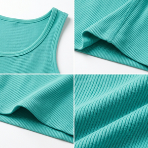 Top Corto de Verano para Mujer con Logo Personalizado, Top Corto Acanalado sin Mangas de Color Liso con Espalda Cruzada para Mujer - Product Image 5