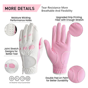 Sheepskin Genuine Cabretta Leather Professional Non-Slip Golf <b>Gloves</b> Men White Spandex Palm Thickening Hands Gift - Product Image 6