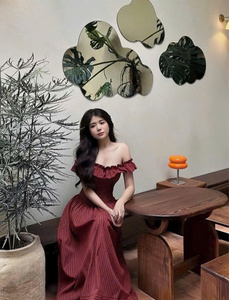 Custom Vintage A-Line <b>Spaghetti</b> <b>Strap</b> Mini Bow off Shoulder Woven Daily Natural Waist Dress for OEM Women Summer Wear - Product Image 2