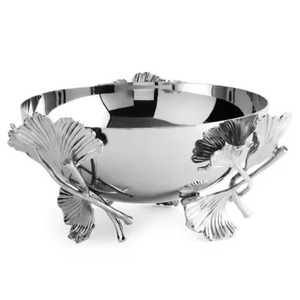 Decorative Eco-Friendly Stainless Steel Serving Bowl Lightweight Golden Leaf Accents Handmade <b>Mirror</b> Polished Classic Design - Product Image 5