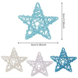 48 mini-boules en rotin bleu et blanc, ornements en osier pour vases, idéales pour les mariages d'été, les fêtes sur le thème de l'océan et la décoration étoilée. - Product Image 4