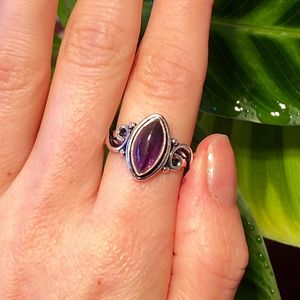 Stunning Amethyst <b>Crystal</b> <b>Ring</b> Unisex 925 Sterling Silver Handmade Engagement Bohemian Whimsical Jewelry Gift - Product Image 5