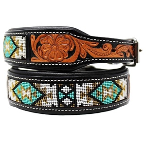 Top tendance 100% collier de chien perlé en cuir de vache fait à la main rembourrage doux outillage à la main solide Rivet fabricant de gros direct - Product Image 1